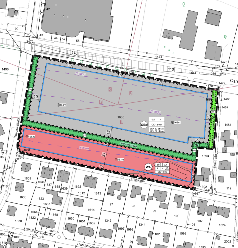 allgemeines Wohngebiet neben Gewerbegebiet geoPlan Bunten