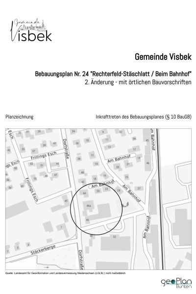 Gemeinde Visbek Bebauungsplan Referenz geoPan Bunten
