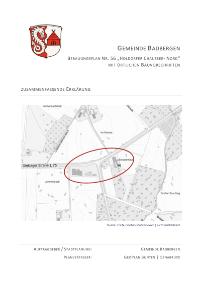 Bebauungsplan Nr. 56 „Holdorfer Chaussee-Nord“, Gemeinde Badbergen – Referenz geoPlan Bunten