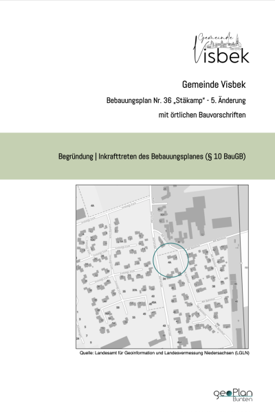 Gemeinde Visbek Bebauungsplan Begruendung geoPlan Bunten